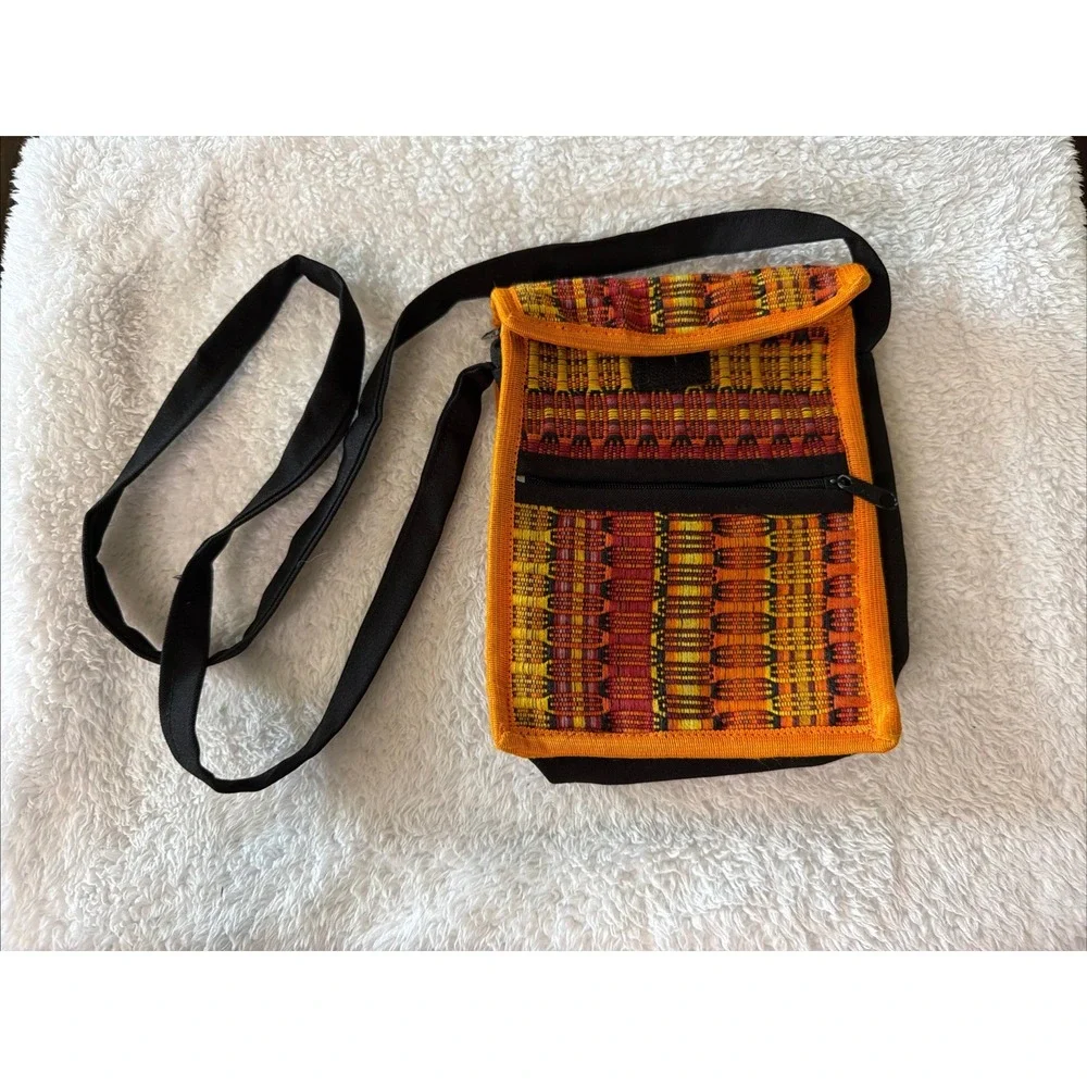 Colorful Woven Crossbody Bag Boho Festival Travel Purse Multi Pocket Bohemian